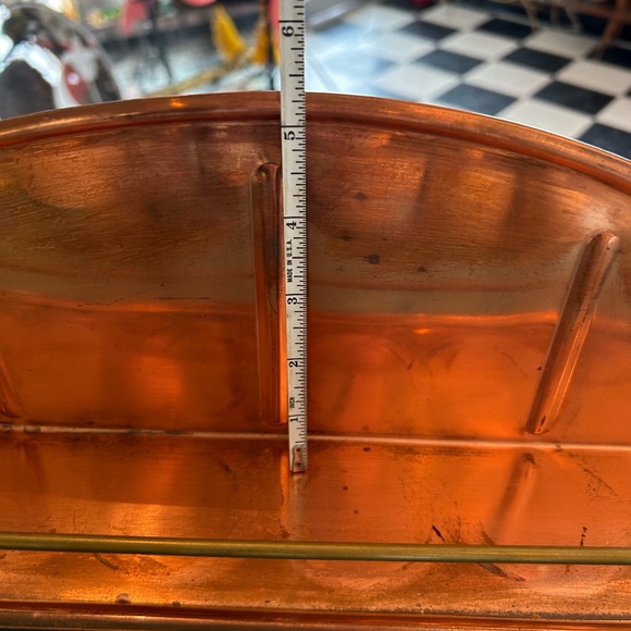 Vintage copper ceramic spice jar set wall mount shelf with rack mcm mid century - Picture 10 of 15